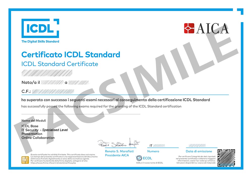 ICDL FULL STANDARD (Corso + 7 Esami)