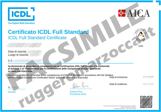 AGGIORNAMENTO da vecchia ECDL CORE ad ICDL FULL STANDARD