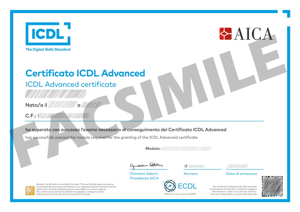 ICDL ADVANCED + ICDL OFFICE EXPERT (pacchetto completo di 4 moduli advanced)