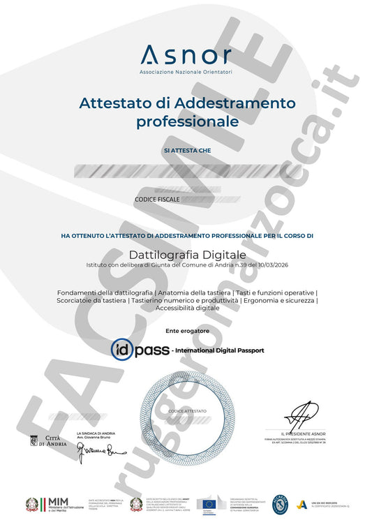 Attestato Professionale per la DATTILOGRAFIA