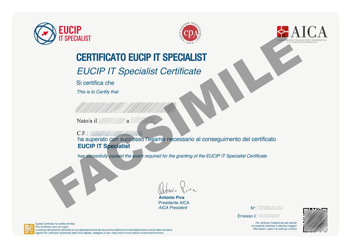 EUCIP IT SPECIALIST (Corso + Skills Card + 1 Esame)